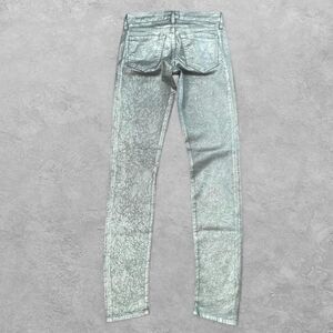 MOTHER The Looker Metallic Skinny Jeans 24 Gray Space Age Futuristic Clubwear